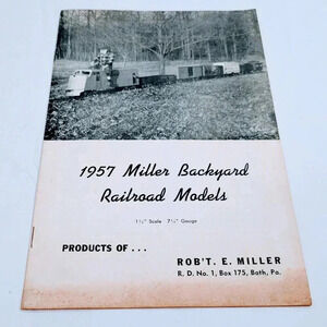 1957 Miller Backyard Railroad Models Brochure 1 1/2" Scale 7 1/2" Scale Vintage